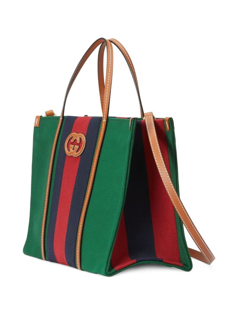 Green Logo Patch Tote Bag