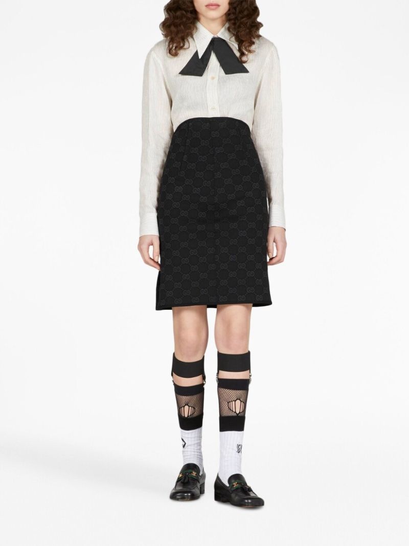 Black Gg Monogram Midi Skirt