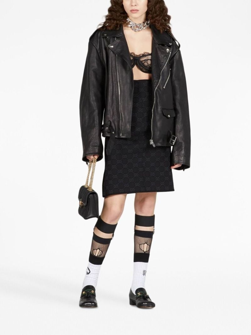 Black Gg Monogram Midi Skirt