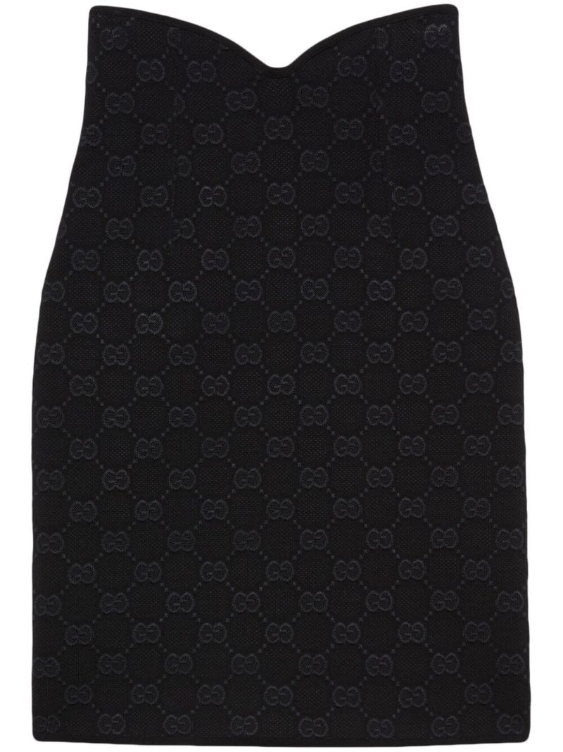 Black Gg Monogram Midi Skirt