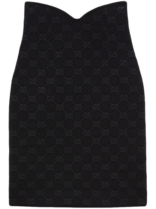 Black Gg Monogram Midi Skirt