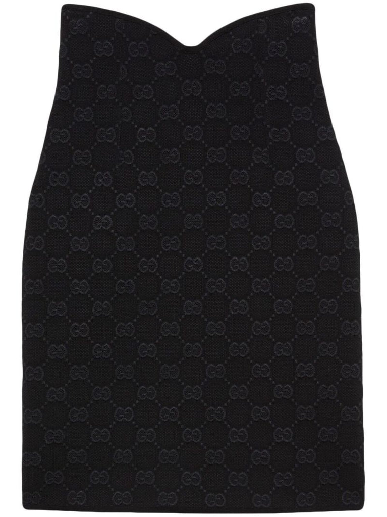 Black Gg Monogram Midi Skirt