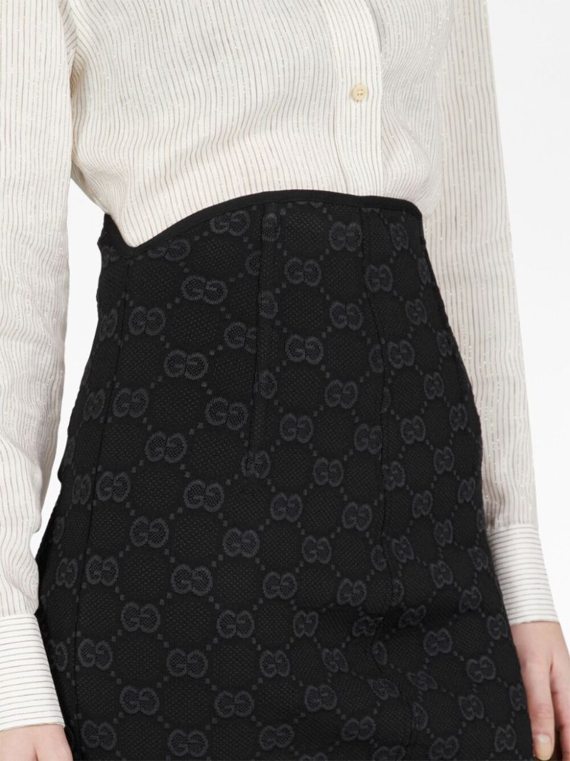 Black Gg Monogram Midi Skirt