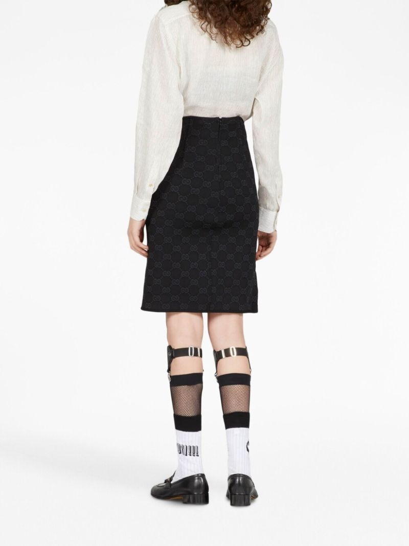 Black Gg Monogram Midi Skirt