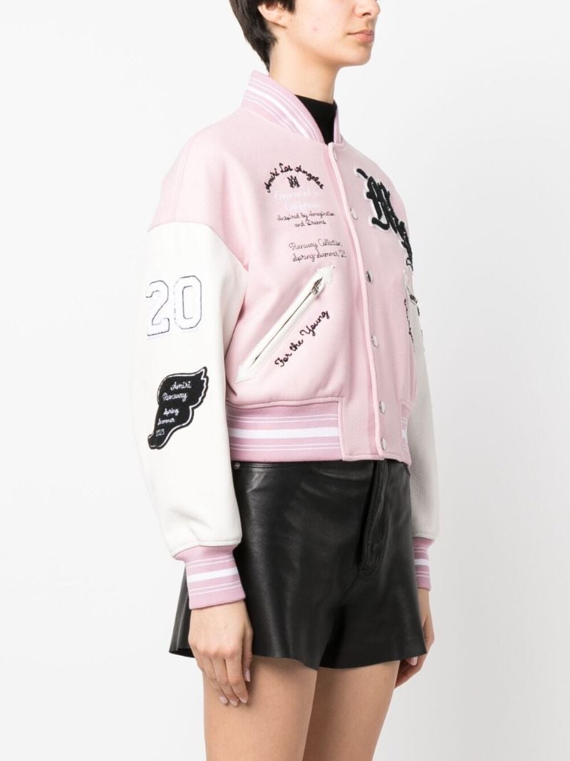 Pink Logo Patch Varsity Jacket