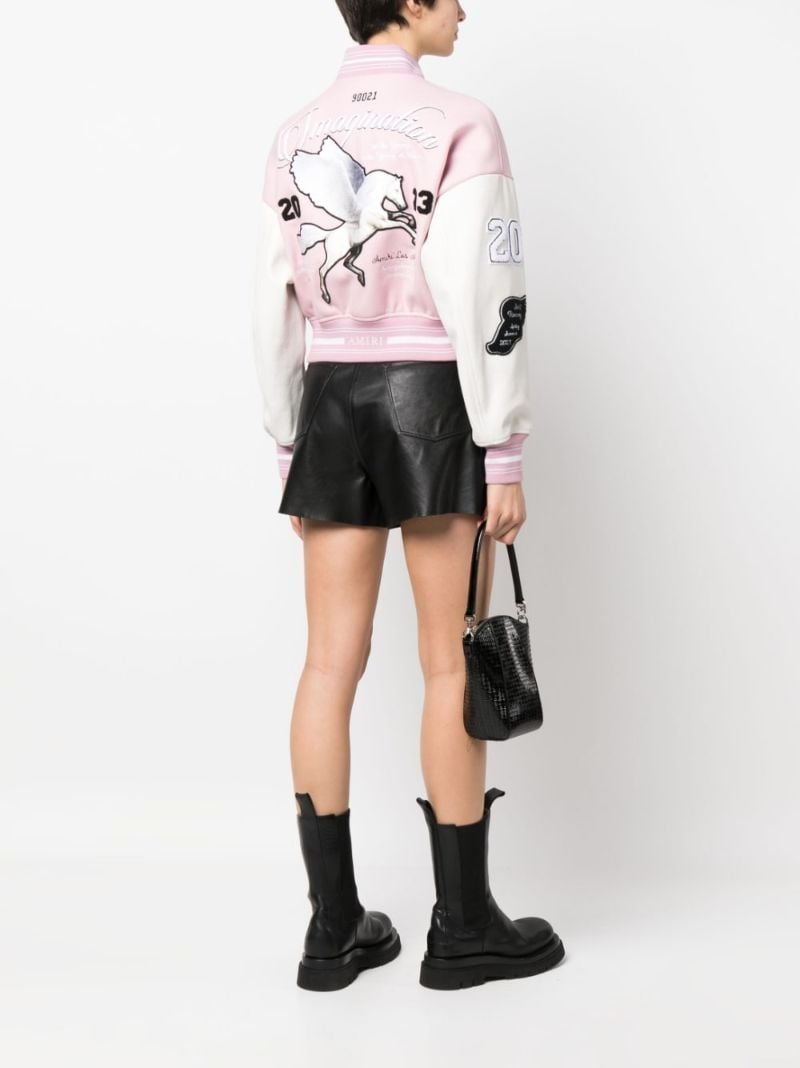 Pink Logo Patch Varsity Jacket