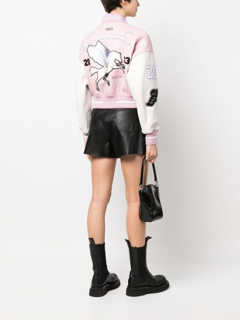 Pink Logo Patch Varsity Jacket