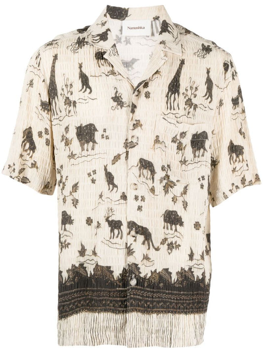 Neutral Graphic Print Short Sleeve Shirt