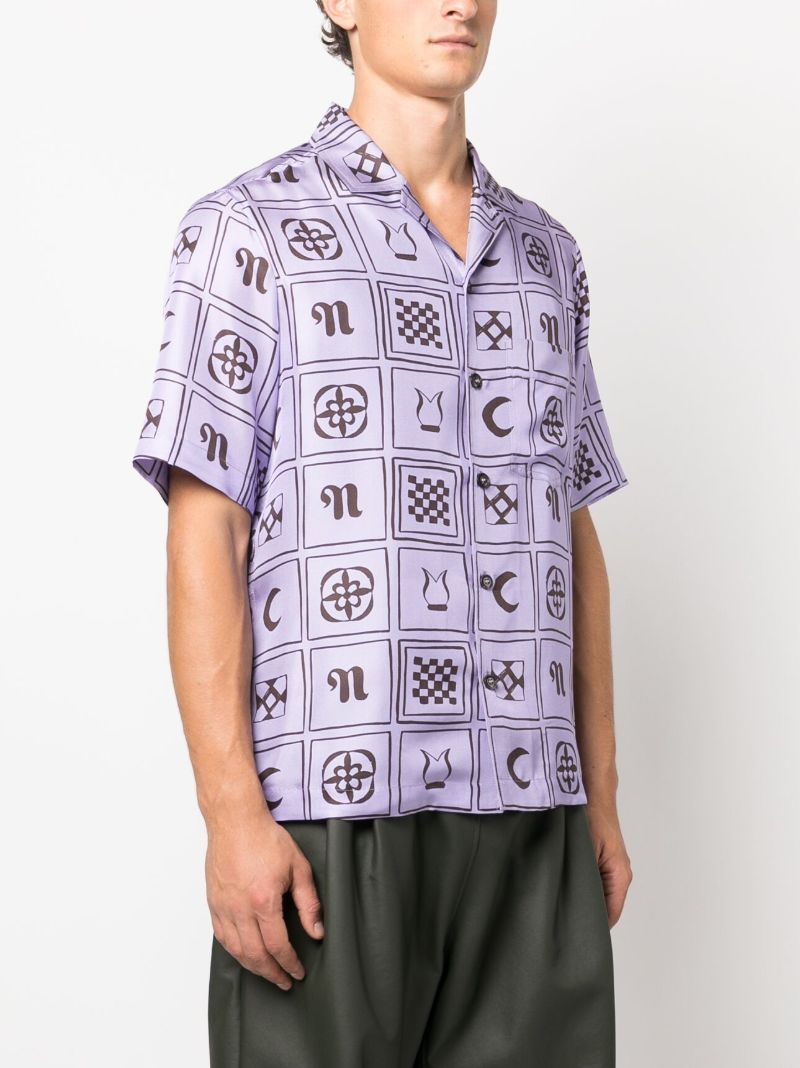 Purple Bodil Printed Silk Shirt