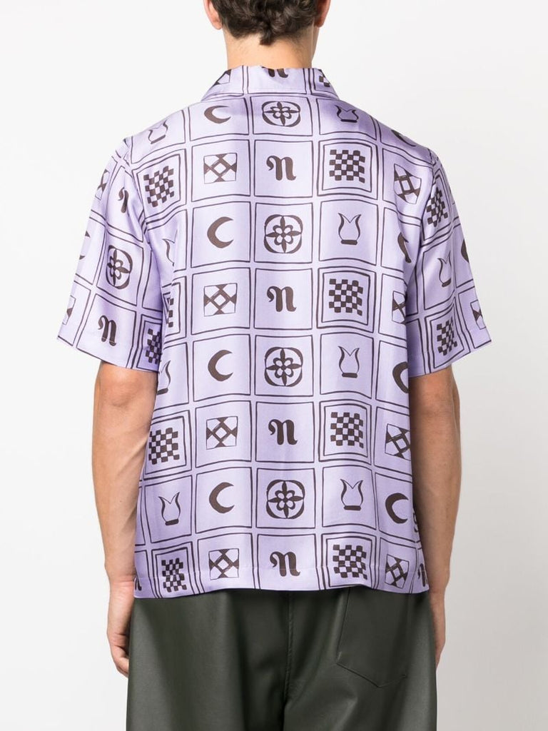 Purple Bodil Printed Silk Shirt