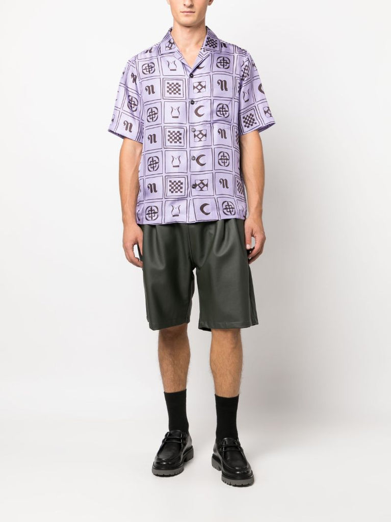 Purple Bodil Printed Silk Shirt