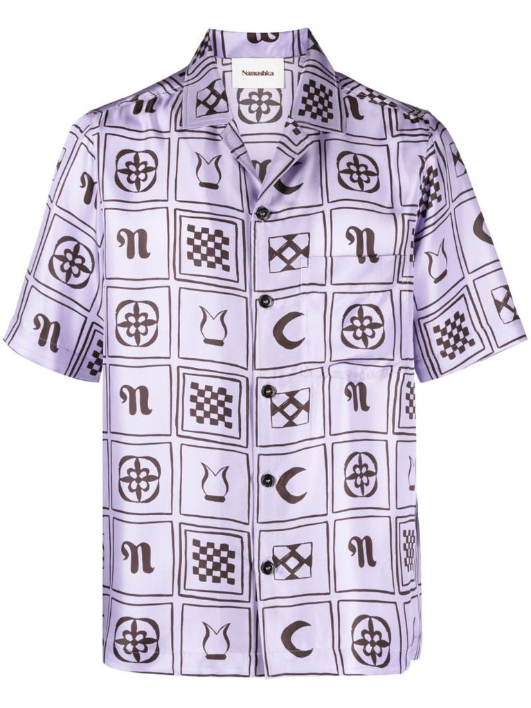 Purple Bodil Printed Silk Shirt