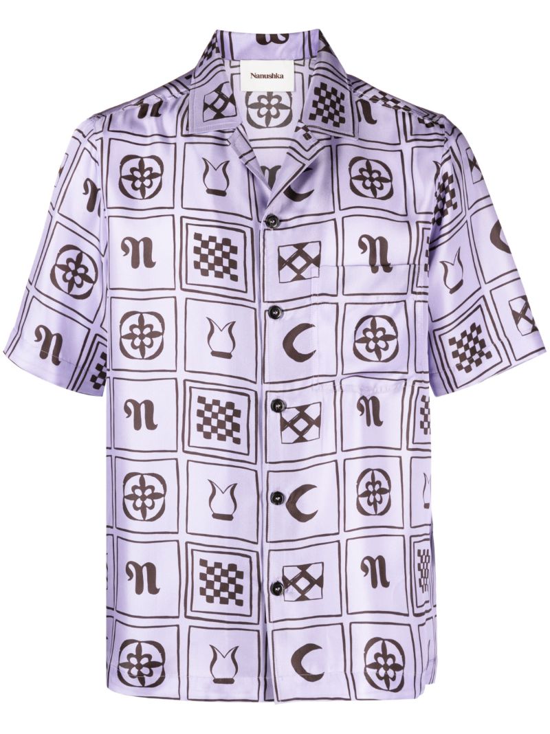 Purple Bodil Printed Silk Shirt