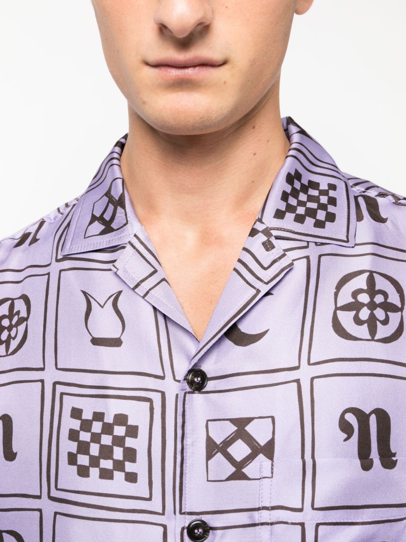 Purple Bodil Printed Silk Shirt
