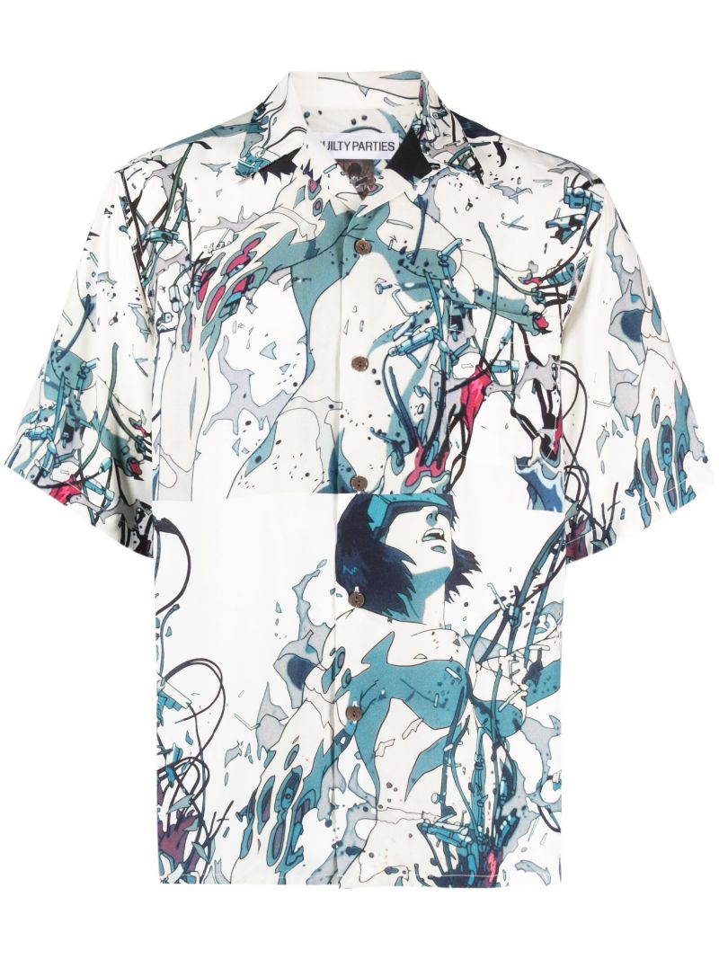 White Ghost in the Shell-print Shirt