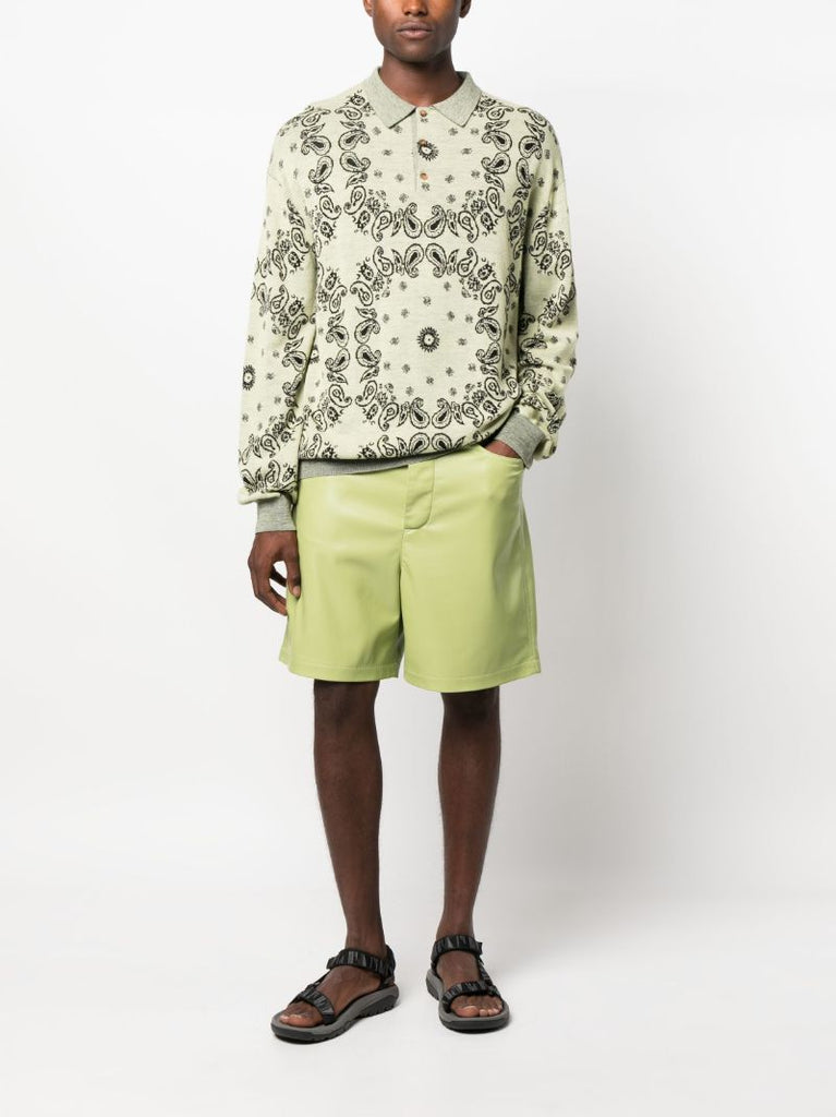 Yellow Ziast Paisley Print Polo Sweater