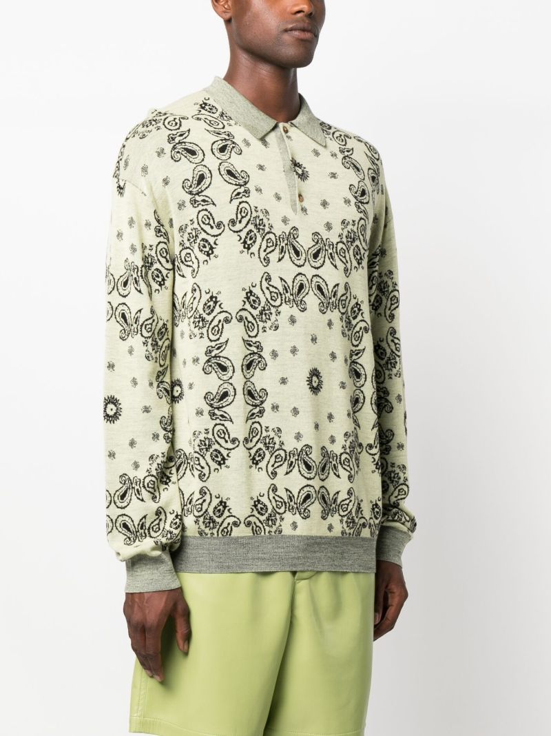 Yellow Ziast Paisley Print Polo Sweater