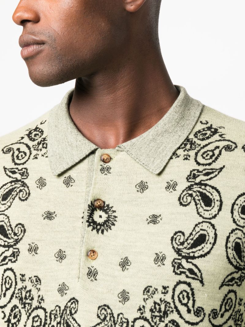 Yellow Ziast Paisley Print Polo Sweater