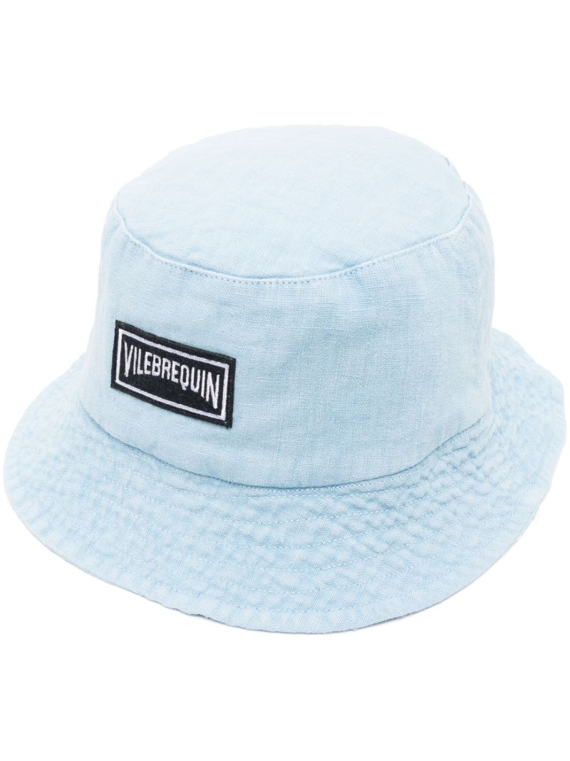 Blue Logo-patch Linen Bucket Hat