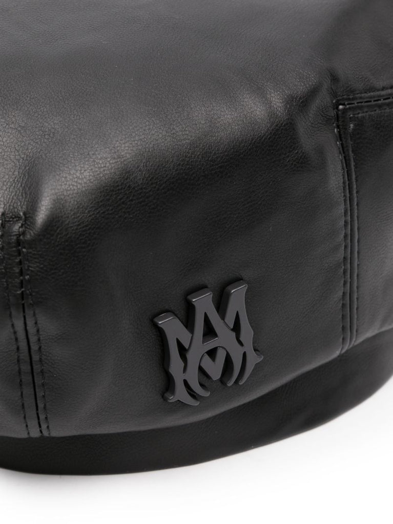 Black Faux-leather Driver Hat