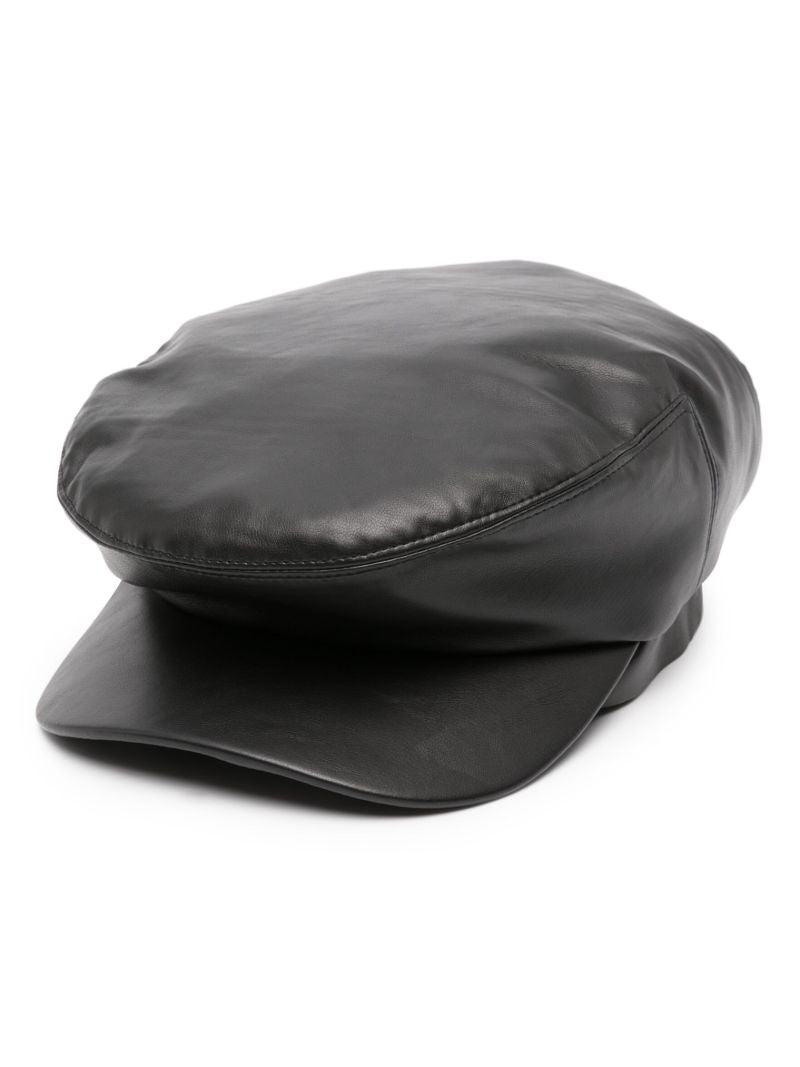 Black Faux-leather Driver Hat