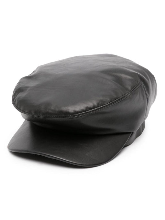 Black Faux-leather Driver Hat