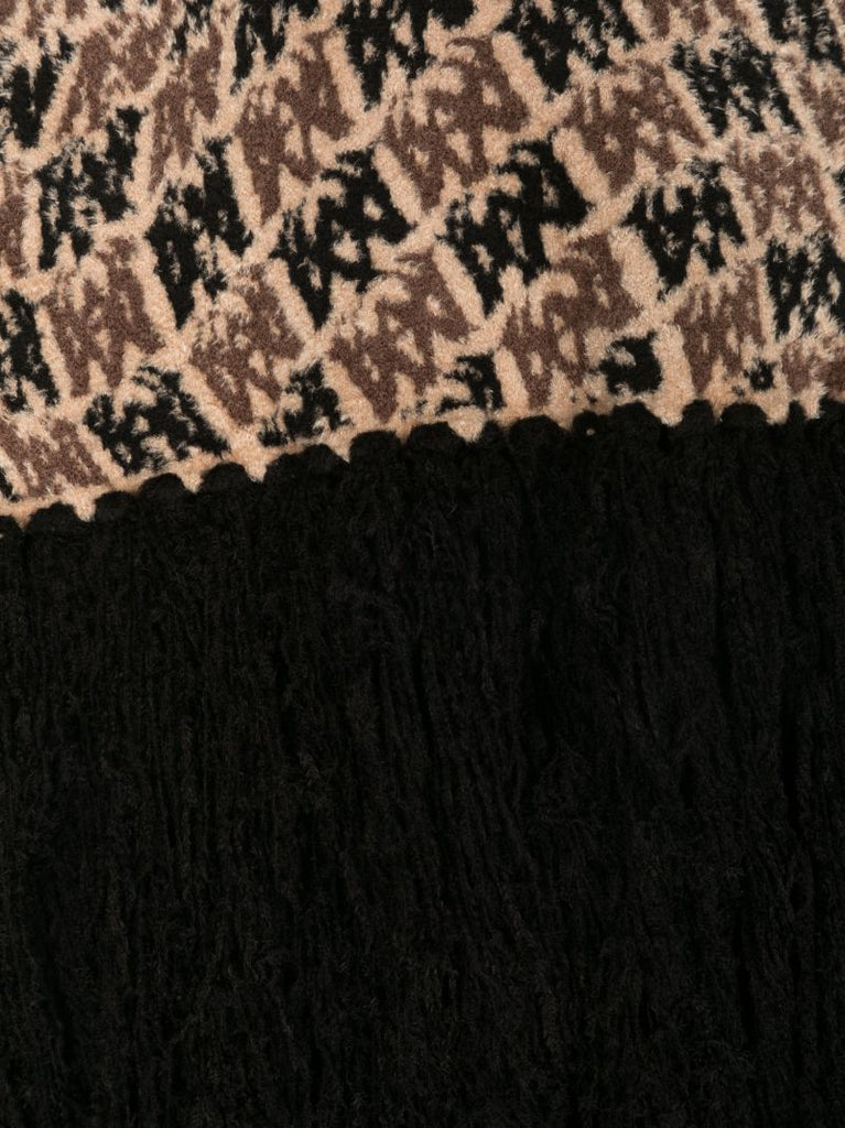 Neutral Wavy M.a. Fringed Scarf