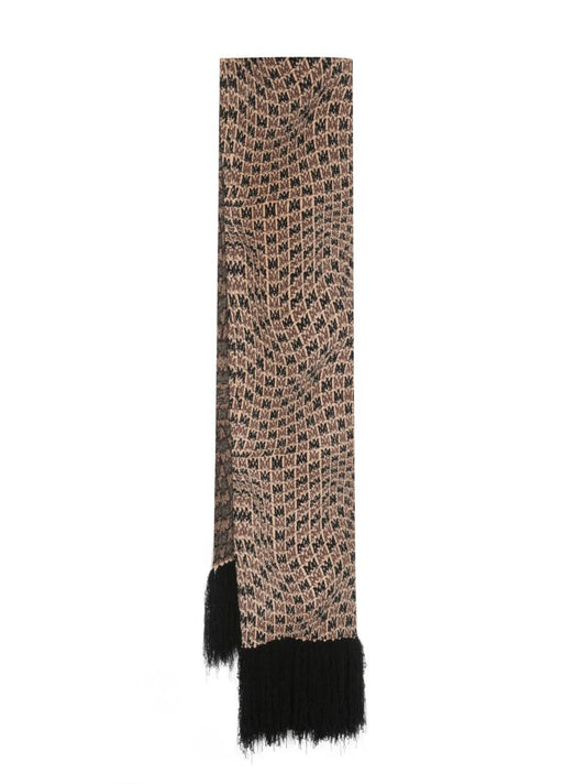 Neutral Wavy M.a. Fringed Scarf