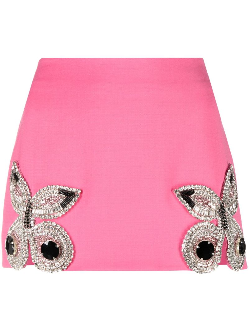 Pink Butterfly Crystal Mini Skirt
