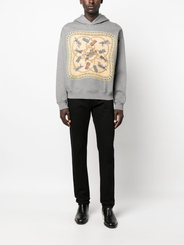 Grey Graphic Print Hoodie