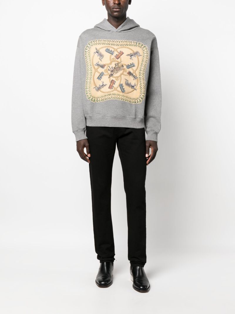 Grey Graphic Print Hoodie