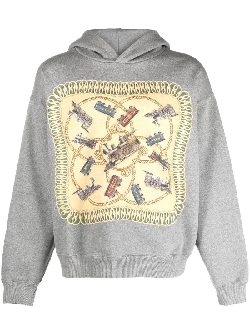 Grey Graphic Print Hoodie