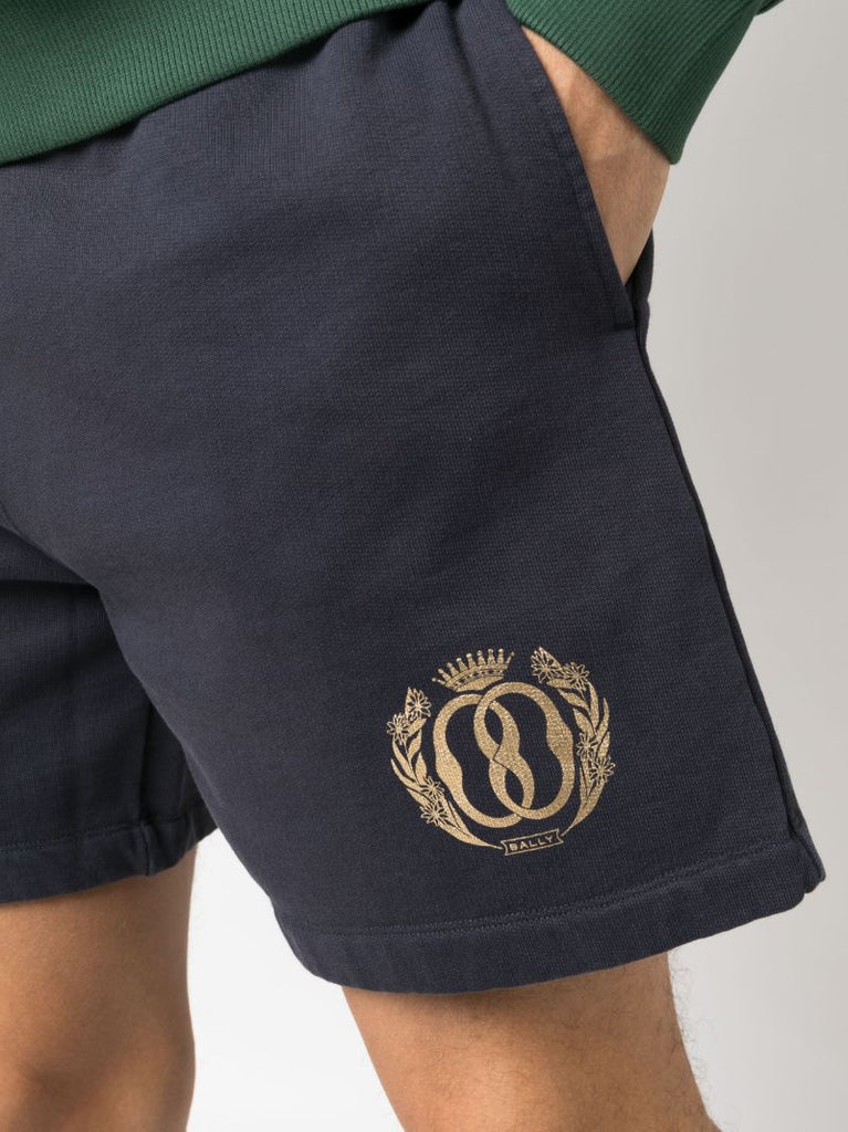 Blue Logo Print Track Shorts