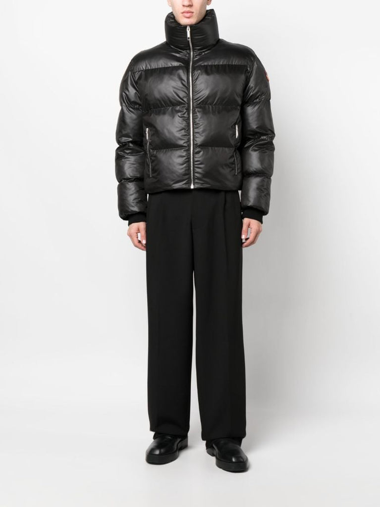 Black Quilted High Neck Puffer Jacket