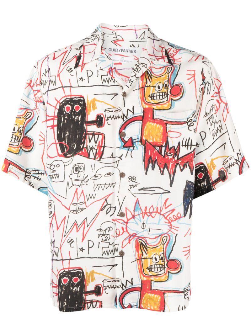 X Jean-michel Basquiat White Artwork-print Shirt