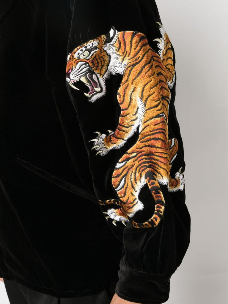 X Tim Lehi Black Tiger-print Shirt Jacket
