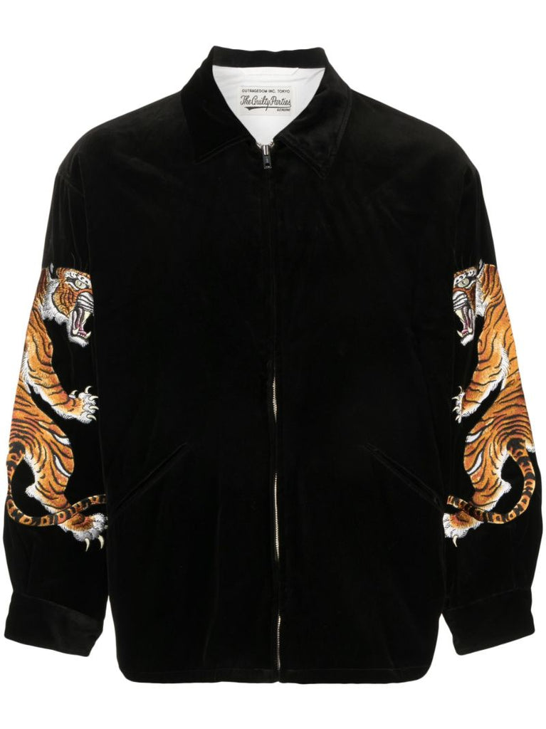 X Tim Lehi Black Tiger-print Shirt Jacket