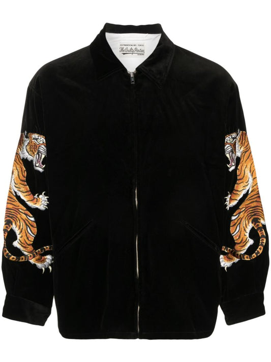 X Tim Lehi Black Tiger-print Shirt Jacket