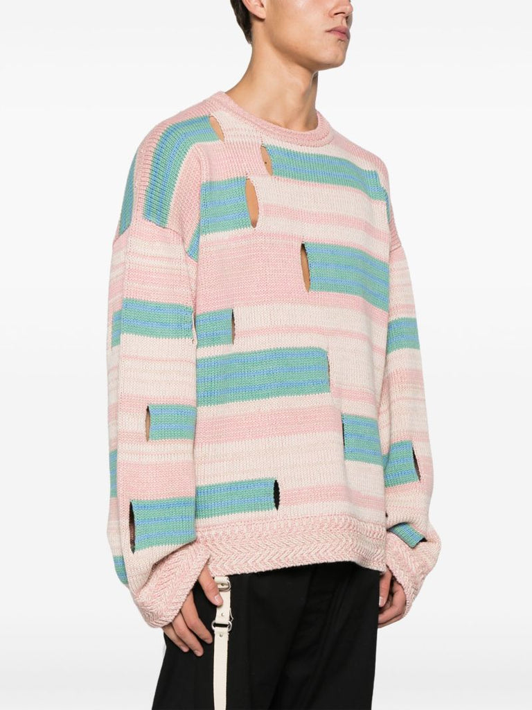 Pink Roots Stripe Cut-out Sweater