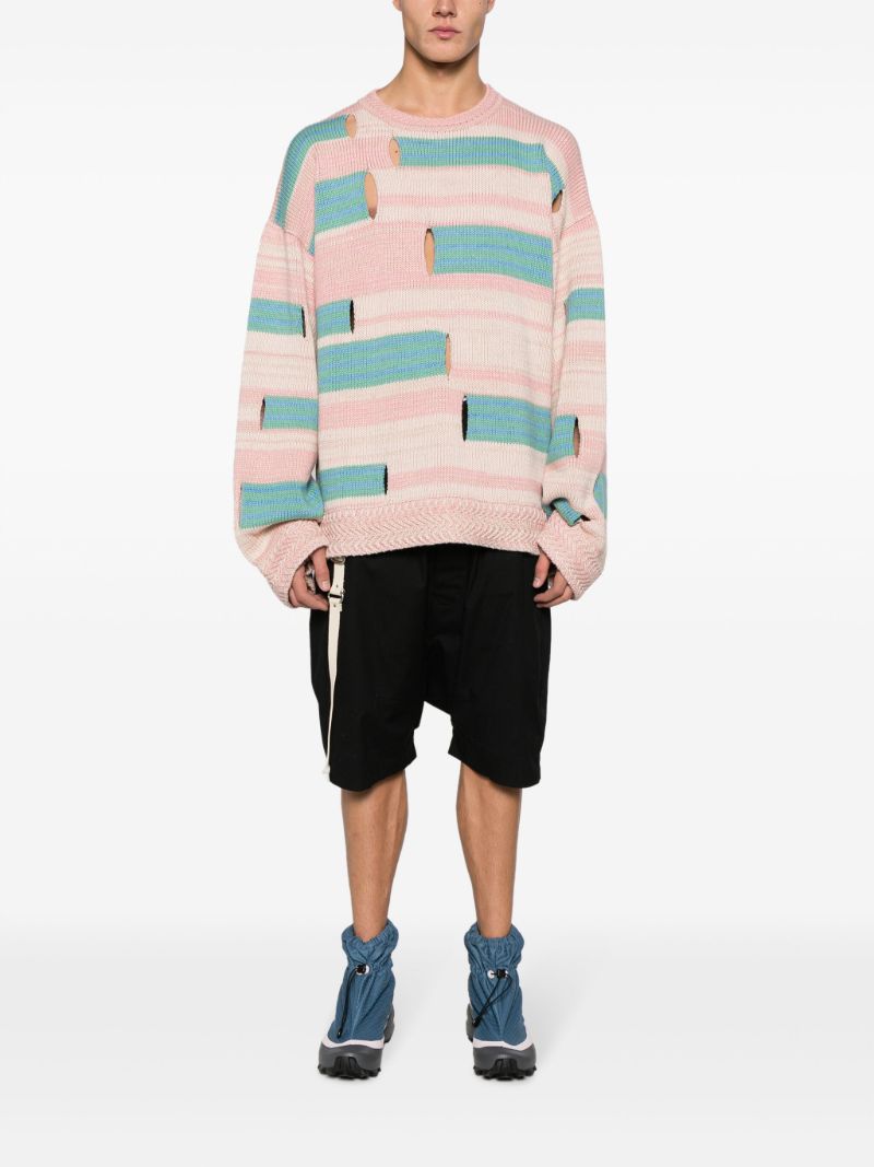Pink Roots Stripe Cut-out Sweater