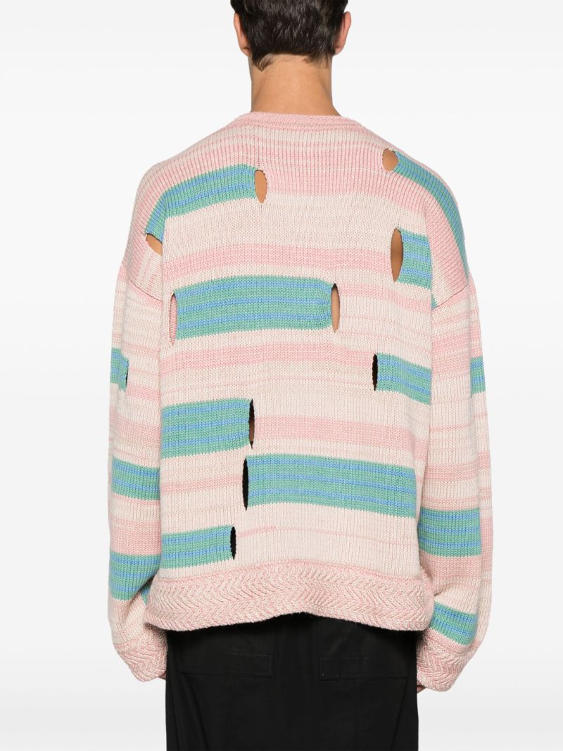 Pink Roots Stripe Cut-out Sweater