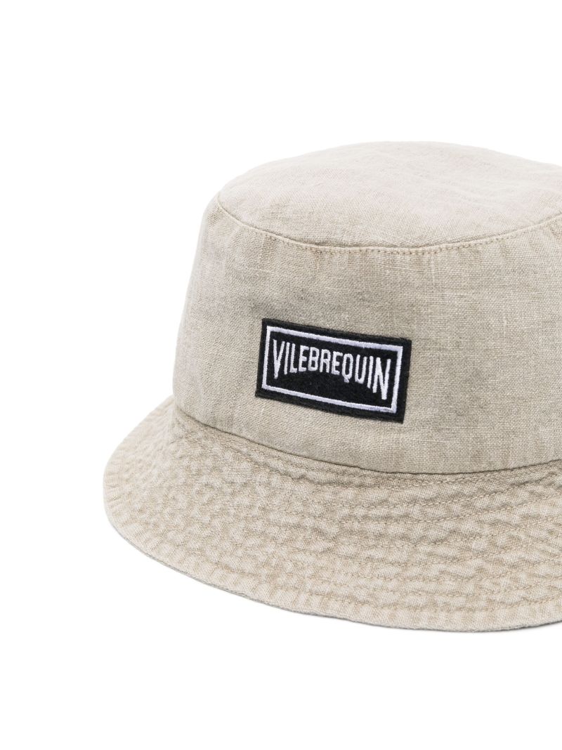Beige Logo-patch Linen Bucket Hat