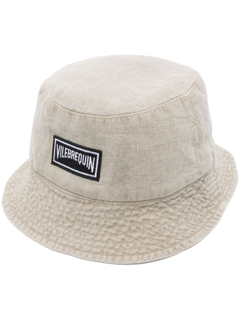 Beige Logo-patch Linen Bucket Hat