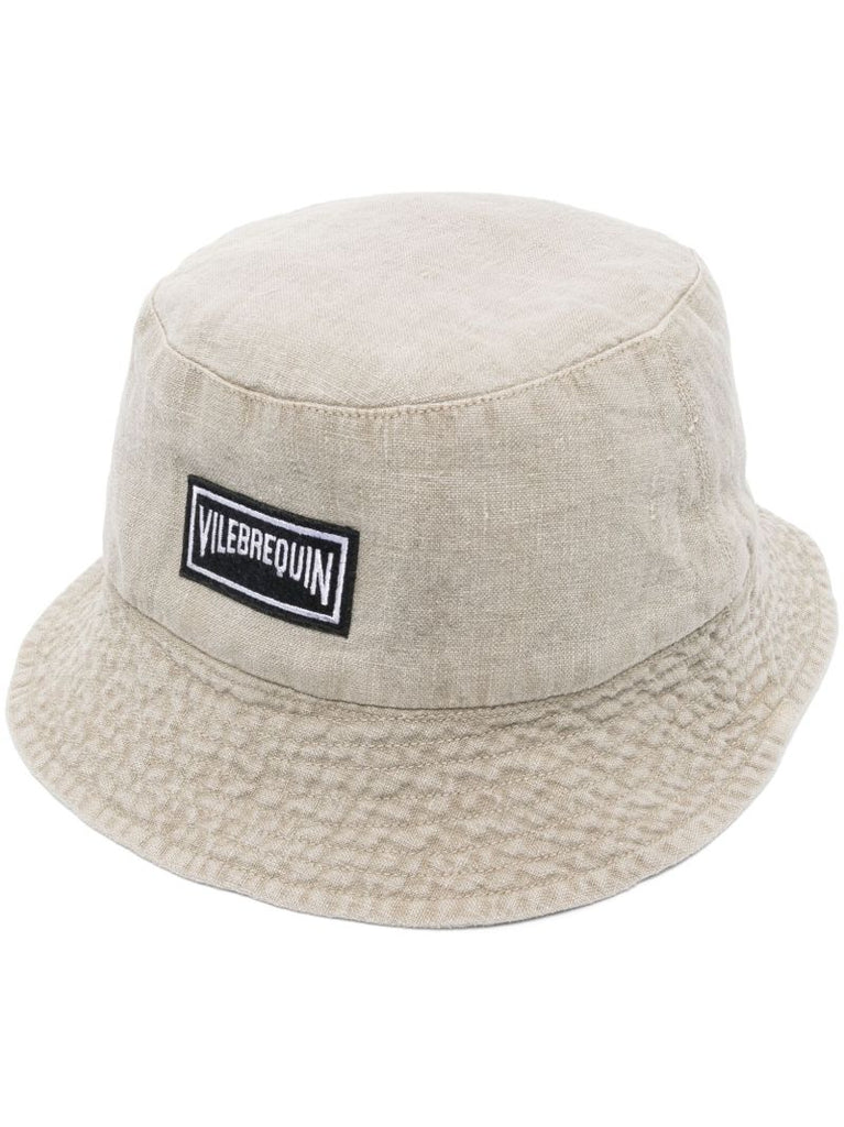Beige Logo-patch Linen Bucket Hat