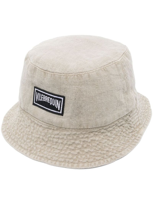 Beige Logo-patch Linen Bucket Hat
