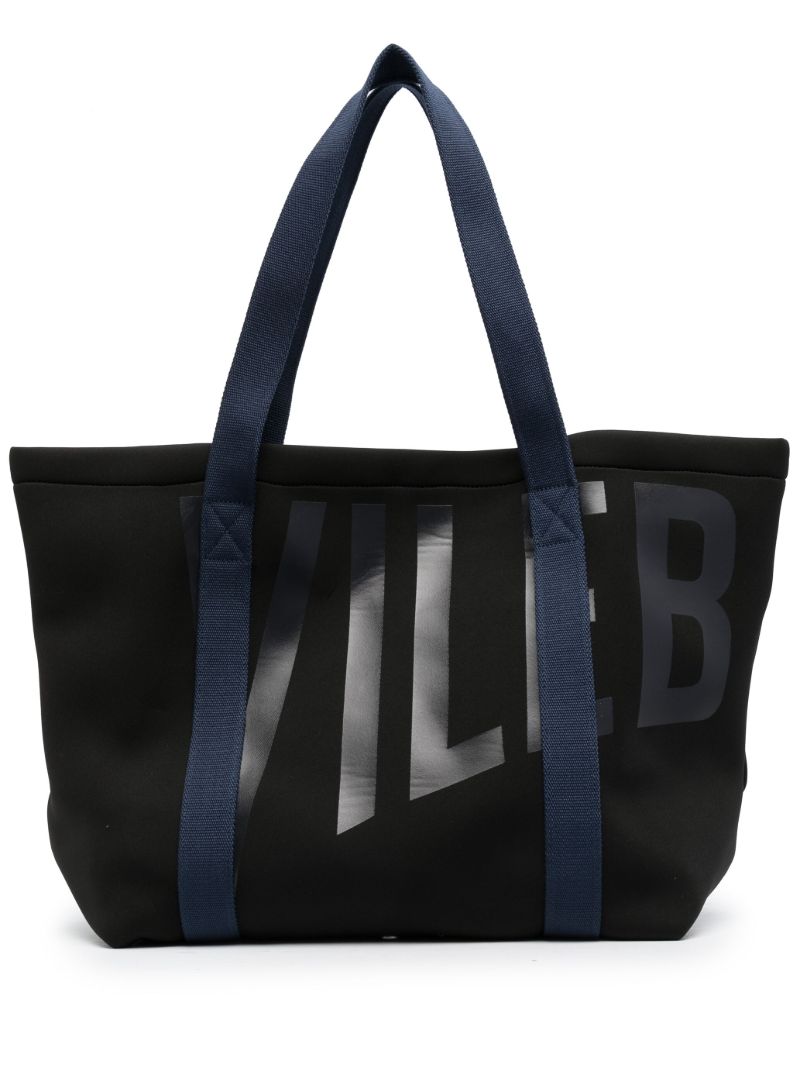 Black Logo Print Large Beach Bag