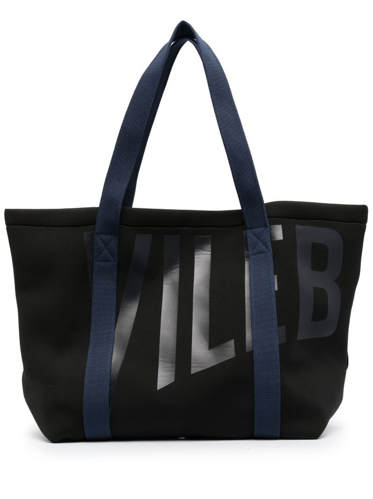 Black Logo Print Large Beach Bag