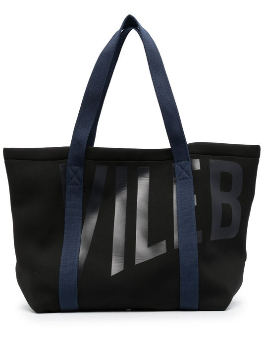 Black Logo Print Large Beach Bag