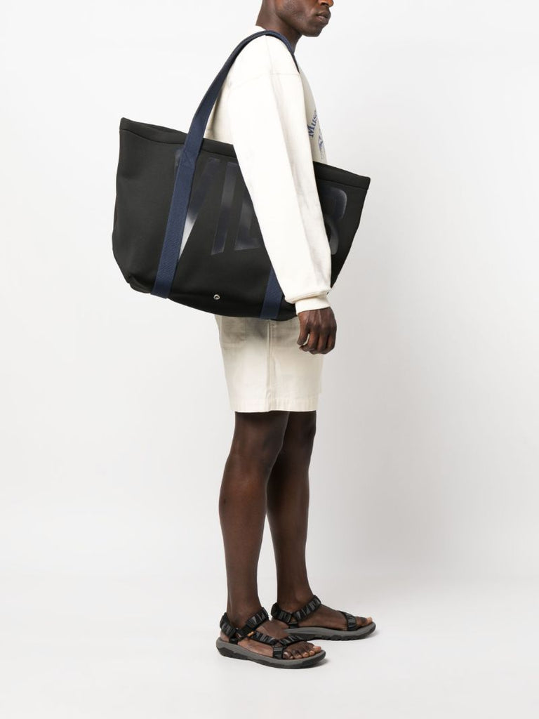 Black Logo Print Large Beach Bag