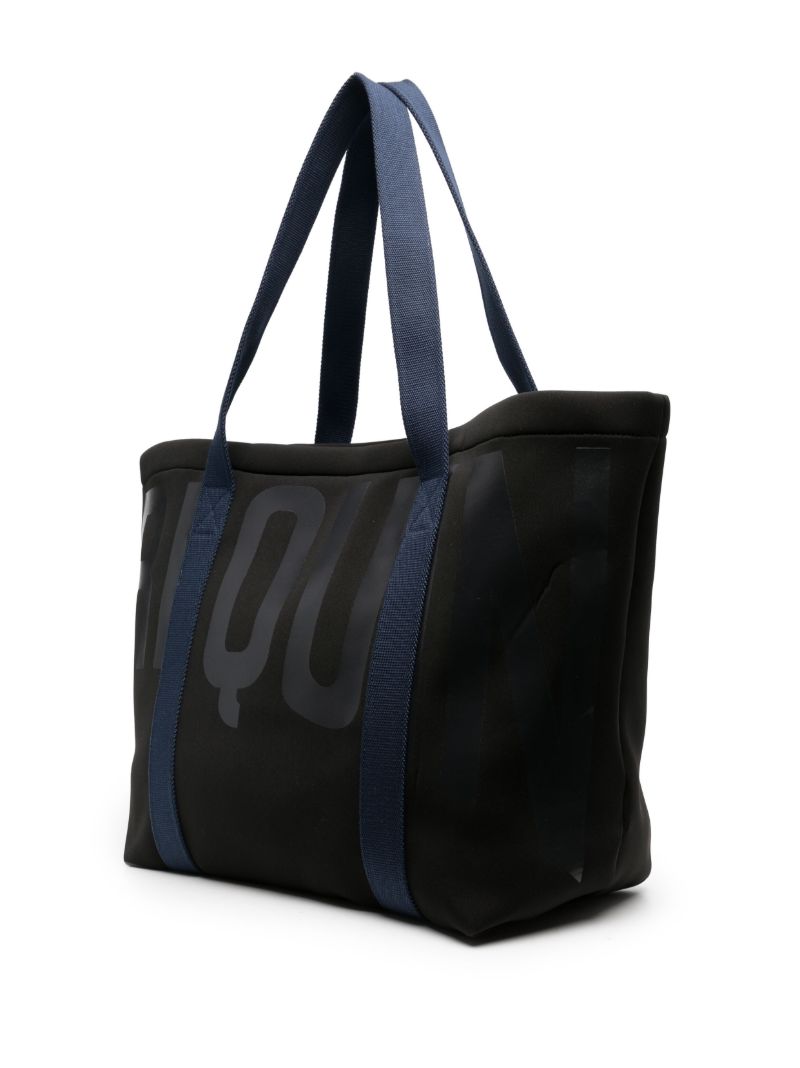 Black Logo Print Large Beach Bag